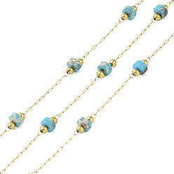 Золотой Ионное покрытие (ip) 304 цепи из нержавеющей стали, с натуральным регалитом, с катушкой, несварные, золотые, 4x2 мм