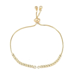 Настоящее золото 18K Стойка покрытие латунь прозрачный кубический цирконий слайдер браслет изготовление, без свинца и без кадмия, долговечный, реальный 18 k позолоченный, 5-1/8 дюйм (13 см)