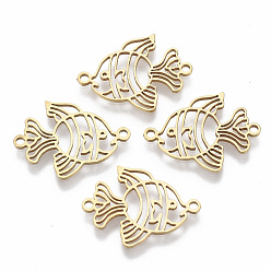 Golden 201 Stainless Steel Links connectors, Laser Cut, Goldfish, Golden, 15.5x20.5x1mm, Hole: 1.4mm