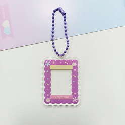 Орхидея Акриловый diy фотокарта фоторамка брелок, прозрачный диск звезда чеканка кулон украшения наклейка брелок, с шариковыми цепями случайного цвета, прямоугольные, сиреневые, 5.1x3.7 см