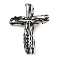 Античное Серебро 304 из нержавеющей стали большие кулоны, крест очарование, античное серебро, 50.5x40x11 мм, отверстие : 8.5x4.5 мм