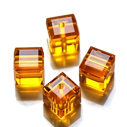 Orange Imitation Austrian Crystal Beads, Grade AAA, Faceted, Cube, Orange, 5~5.5x5~5.5x5~5.5mm(size within the error range of 0.5~1mm), Hole: 0.7~0.9mm