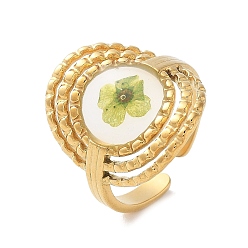 Настоящее золото 18K 304 открытые манжеты из нержавеющей стали для женщин, с сухих цветов, реальный 18 k позолоченный, 21 мм, внутренний диаметр: регулируемый