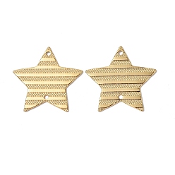 Настоящее золото 18K Ионное покрытие (ip) 304 подвески из нержавеющей стали, полосатые звезды ссылки, реальный 18 k позолоченный, 25.5x27x1 мм, отверстие : 1.5 мм