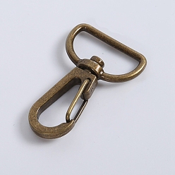 Antique Bronze Zinc Alloy Swivel Clasps, with Spring Gate Rings, Antique Bronze, 38.5mm