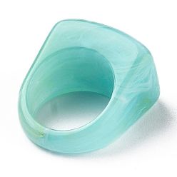 Turquoise Resin Finger Rings, Imitation Gemstone Style, Rectangle, Turquoise, US Size 6, Inner Diameter: 17mm