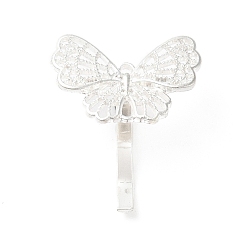 Серебро Сплав волос, пони крючок, аксессуары для украшения хвоста, бабочка, серебряные, 38x34x12 мм