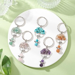 Смешанные камни 5шт тибетский стиль сплав смешанный камень дерево жизни кайчиан, старинное серебро и платина, 79.5 мм