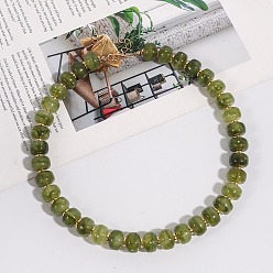 Gris Oliva Collares de cuentas redondas de resina de aleación para mujer, la luz de oro, verde oliva, 18.11 pulgada (46 cm)