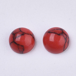 Красный Окрашенные синтетические бирюзовые кабошоны с плоской спинкой и куполом, полукруглый, красные, 6x3 мм