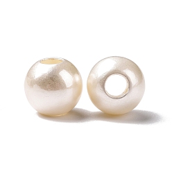 White ABS Plastic Beads, Round, White, 13x11mm, Hole: 5mm