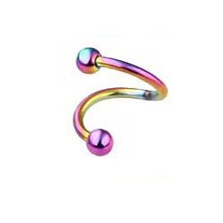 Rainbow Color 316l хирургические спиральные кольца для губ из нержавеющей стали для женщин и мужчин, Радуга цветов, внутренний диаметр: 8 мм, штифты : 1.2 мм, Руководитель: 3 mm