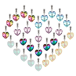 (52) Непрозрачная лаванда 30 шт 6 цвета гальванизированное стекло европейские подвески, подвески в форме сердца с большим отверстием и фурнитурой из сплава, старинное серебро и платина, разноцветные, 25 мм, 5 шт / цвет