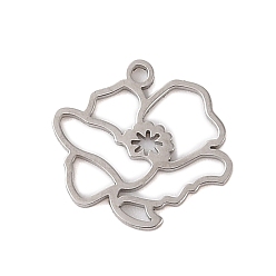 August Poppy Не тускнеющие 304 подвески из нержавеющей стали, лазерная резка, полый оберег в форме цветка рождения, цвет нержавеющей стали, Августовский мак, 12.5x13.5x1 мм, отверстие : 1.2 мм