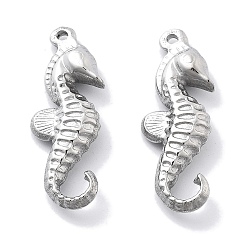 Нержавеющая Сталь Цвет Антикоррозийные 304 подвески из нержавеющей стали, очарование морского конька, цвет нержавеющей стали, 29.5x11x4.5 мм, отверстие : 1.5 мм
