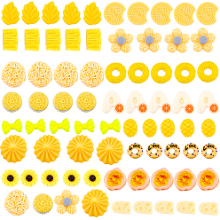 Yellow Resin Cabochons, Mixed Shapes, Yellow, 17x8x11mm, 75pcs/set