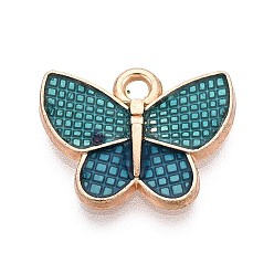 Темный Голубой Подвески из сплава и эмали, бабочка, без кадмия и без свинца, золотой свет, темные голубые, 13x17x2 мм, отверстие : 1.8 мм
