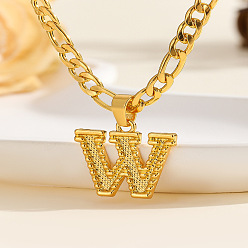 Letter W 304 цепочка с подвеской в виде Фигаро из нержавеющей стали, золотые, Буква W, 17.72 дюйм (45 см)