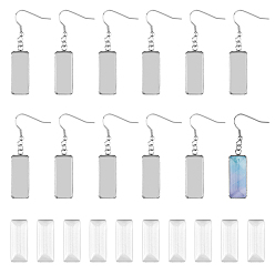 Нержавеющая Сталь Цвет Набор для самостоятельного изготовления сережек в форме прямоугольного купола, в том числе 304 серьги из нержавеющей стали, Кабошоны из стекла, цвет нержавеющей стали, 60 шт / коробка