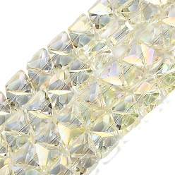 Светло-желтый Стеклянные бусины с гальваническим покрытием , треугольные, граненые, светло-желтый, 7.5x8x5.5 мм, отверстие : 0.8 мм, около 70 шт / нитка, 13.39'' (34 см)