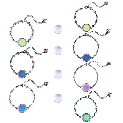 Rainbow Color Набор для изготовления браслета с пустым куполом цвета радуги своими руками, в том числе 304 изготовление браслета из нержавеющей стали, стеклянные кабошоны, 42 шт / коробка