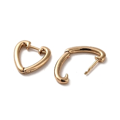 Light Gold Brass Hoop Earrings, Heart, Light Gold, 14x2mm