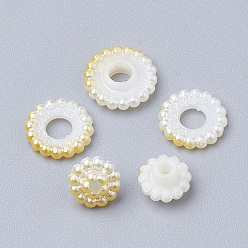Gold Imitation Pearl Acrylic Beads, Berry Beads, Combined Beads, Rainbow Gradient Mermaid Pearl Beads, Round, Gold, 10mm, Hole: 1mm, about 200pcs/bag