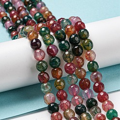 Colorful Natural Agate Beads Strands, Dyed & Heated, Round, Faceted, Colorful, 6mm, Hole: 1mm, about 62pcs/strand, 14.37~14.76 inch(36.5~37.5cm)