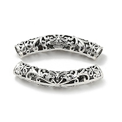 Античное Серебро Тибетский стиль конечные сплава шнур шапки, дуга окружности, античное серебро, 46.5x8.5 мм, отверстие : 5.5 мм