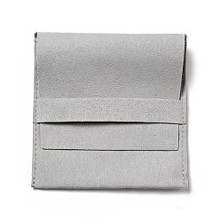 Гейнсборо Мешочки для украшений из микрофибры, складные подарочные пакеты, для кольца колье серьги браслет ювелирные изделия, квадратный, светло-серые, 10.1x9.8x0.3 см