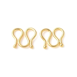 Настоящее золото 18K 304 из нержавеющей стали S-крюк пряжки, реальный 18 k позолоченный, 7x8x1.5 мм, отверстие : 2.3 мм