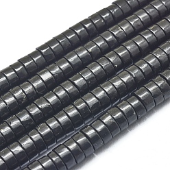 Shungite Brins de perles de shungite naturelle, perles heishi, disque, 8.5x2~3.5mm, Trou: 1mm, Environ 108 pcs/chapelet, 15.75 pouce (40 cm)