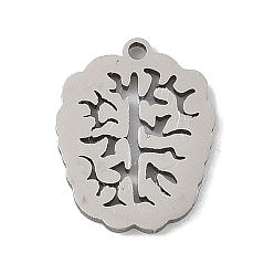 Нержавеющая Сталь Цвет 201 прелести нержавеющей стали, лазерная резка, очарование мозга, анти-тускнение, цвет нержавеющей стали, 11.5x9x1 мм, отверстие : 1 мм