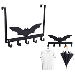 Bat Настенные крючки-вешалки из железа и пластика, декоративная стойка-органайзер с 5 крючками, с винтами и заглушкой, для сумки ключ для одежды шарф подвесной держатель, чёрные, летучая мышь, 340x145x37 мм, отверстие : 5 мм
