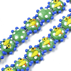Средний Морско-зеленый Бусины ручной работы ухабистой бисер нитей, утка, средний морской зеленый, 20~21x17~19x9.5~10 мм, отверстие : 1.6 мм, около 30 шт / нитка, 18.50 дюйм ~ 18.90 дюйм (47~48 см)