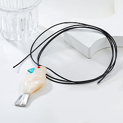 Белый Женские ожерелья в стиле бохо с подвеской в виде птицы из смолы и черным вощеным шнуром, белые, 62.99 дюйм (160 см)