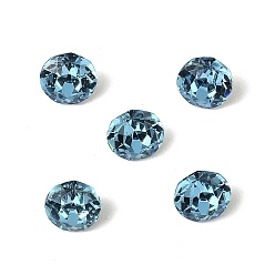 Свет Сапфира Стеклянные стразы кабошоны, задние и задние, граненые, квадратный, алмаз, света сапфир, 6x4.5 мм