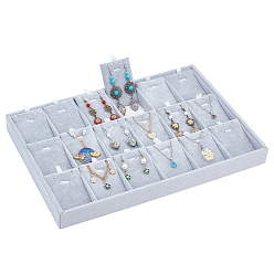 Серый 1шт 18-слотовый бархатный держатель-органайзер для ожерелий и кулонов, лоток для украшений для хранения подвесок, прямоугольные, серые, 24x35x3 см