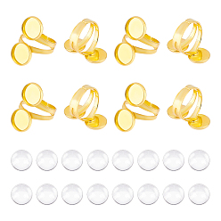 Золотой Набор для самостоятельного изготовления двойного куполообразного кольца, включая компоненты латунных манжетных колец, Кабошоны из стекла, золотые, размер США 10 (19.8 мм), 30 шт / коробка