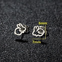 Кролик 201 из нержавеющей стали серьги, цвет нержавеющей стали, кролик, 6x7 мм