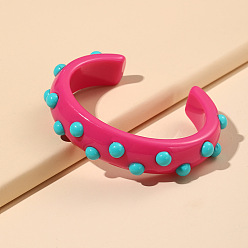 Темно-Розовый Модные пластиковые браслеты-манжеты для женщин, в горошек, темно-розовыми, внутренний диаметр: 2-1/2 дюйм (6.3 см)