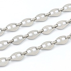Нержавеющая Сталь Цвет Устойчивые к потускнению 304 морские цепи из нержавеющей стали, несварные, с катушкой, цвет нержавеющей стали, 13x7x1 мм, 16.4 футов (5 м) / рулон