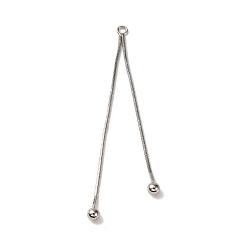 Платина Латунные большие кулоны, с круглой кисточкой-змейкой, платина, 72x3x4 мм, отверстие : 2 мм