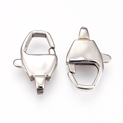 Stainless Steel Color Tarnish Resistant 304 Stainless Steel Lobster Claw Clasps, Stainless Steel Color, 18x12x4.5mm, Hole: 2x4mm