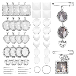 Platine Kits de fabrication de bijoux en alliage de verre et de fer pour bouquet de mariage, formes mixtes, platine, 9~45x9~34.5x1~8mm, Trou: 2~10mm