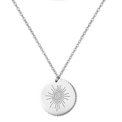Stainless Steel Color 304 Stainless Steel Evil Eye Coin Pendant Necklaces, Tarnish Free, Stainless Steel Color, 17.72 inch(45cm)