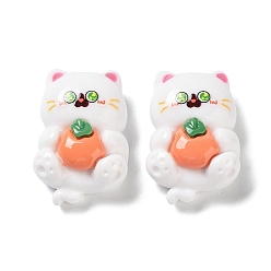 Other Fruits Мультяшный белый кот, смола декодирует кабошоны, милый котенок, мандарин, 27.5x18.5x11.5 мм