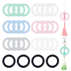 (52) Непрозрачная лаванда 28 шт. 7 цветные кольцевые силиконовые фокусные бусины, разноцветные, 65x10 мм, отверстие : 3 мм, внутренний диаметр: 46 мм, 4 шт / цвет