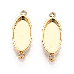 Настоящее золото 18K 304 оправы для кабошонов из нержавеющей стали, овальные, ионное покрытие (ip), реальный 18 k позолоченный, лоток : 10x4.5 мм, 15x5.5x2 мм, отверстие : 1~1.2 мм