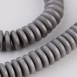 с Платиновым Покрытием Гальванизировать немагнитных синтетический гематит бисер пряди, Heishi бусы, Диск / плоские круглые, матовые, с покрытием платиным, 6x2 мм, отверстие : 0.8 мм, около 200 шт / нитка, 15.74 дюйм